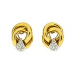 Paire de clips d'oreilles 2 ors 750 sertie de diamants 12g