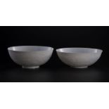 Paire de grands bols en porcelaine "coquille d'oeuf" blanche Chine probablement période République