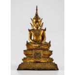 Bouddha en bronze laqué et doré style de Rattanakosin Thaïlande XIXe s &nbsp assis sur un