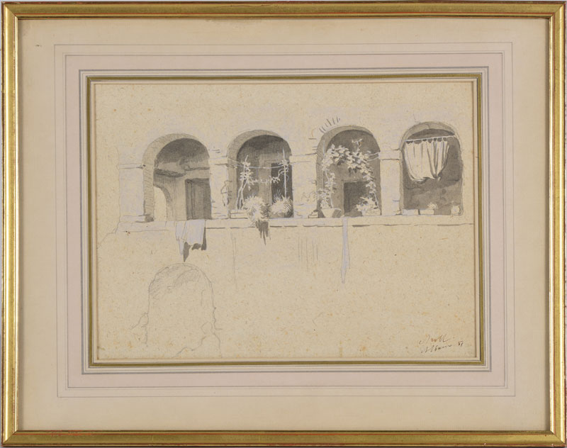 Jacques Alfred van Muyden (1818-1898) Loggia à "Albano" et&nbsp Femmes romaines lot de 2 dessins 1 - Image 3 of 4