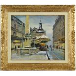 Louis Amédée Baudit (1870-1960) "Genève Le marché aux fleurs Place du Molard" huile sur toile signée