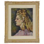 Emile-François Chambon (1905-1993) Jeune&nbsp femme blonde de profil huile sur carton signée et