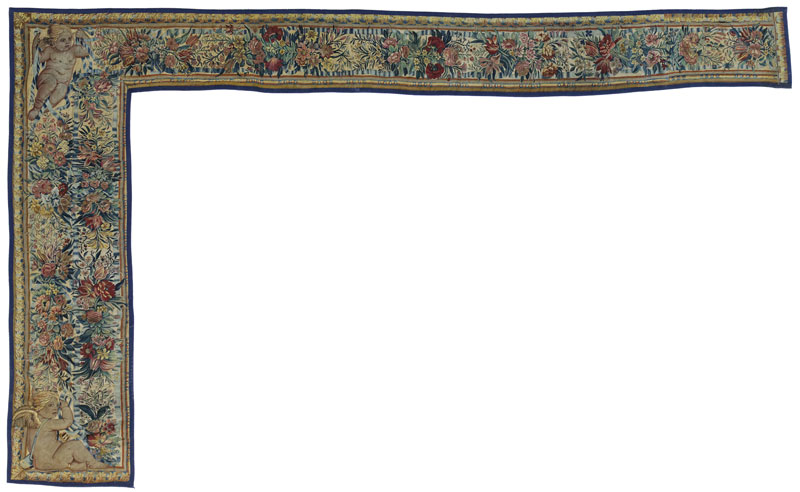 Fragment de bordure de tapisserie des Flandres milieu du XVIIe s. en laine et soie richement