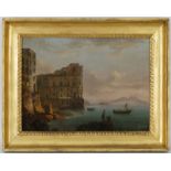 Francesco Fergola (1721-1845) attr. à &nbsp Veduta del palazzo di D. Anna a Posillipo" huile sur