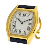 Cartier Tortue pendulette réveil en métal doré et laque bleue quartz 8.5x7.3 mm certificat