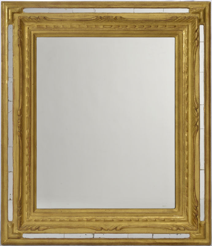 Miroir à pareclose XXe s. en bois doré mouluré et sculpté 85x74 cm