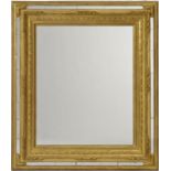 Miroir à pareclose XXe s. en bois doré mouluré et sculpté 85x74 cm