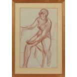 Otto Vautier (1863-1919) &nbsp Etude de femme nue &nbsp sanguine sur papier signée 59x37 cm (à vue)