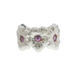 ?Buccellati Gardenia bague en argent sertie de saphirs roses signée doigt 53-13