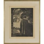 ?Edouard Eugène Vallet (1876-1929) "Maternité" 1917 manière noire signée au crayon 37x27 8 cm.