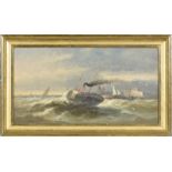 Ferdinand Bonheur (1817-1887), Bateaux par mer agitée, huile sur toile, signée, ?22x41 cm