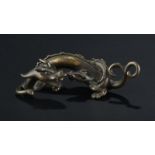 Presse-papier en bronze en forme de chilong Chine dynastie Qing ou antérieur patine noire