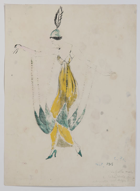 Leonor Fini (1907-1996) &nbsp Projets de costumes ensemble de 17 croquis à l'aquarelle gouache encre - Image 6 of 18