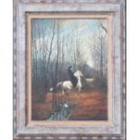 Didier Baba (XX), Élégante à cheval dans les bois, huile sur toile, signée, 65x50 cm