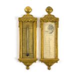 Thermomètre à alcool et calendrier à monture en bronze doré &nbsp d'époque Louis XVI &nbsp cadres