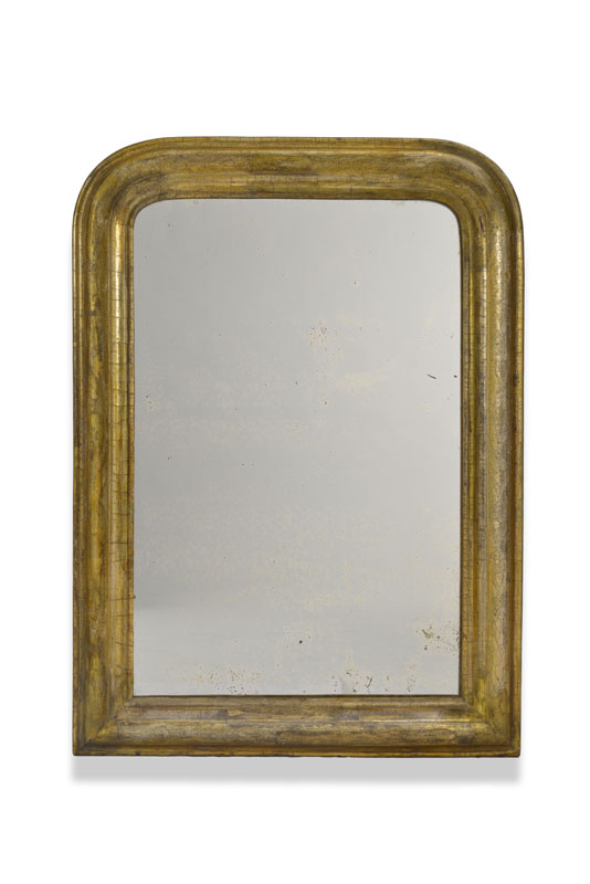 Miroir d'époque Louis-Philippe à cadre en bois et stuc doré glace au mercure 100x71 cm