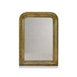 Miroir d'époque Louis-Philippe à cadre en bois et stuc doré glace au mercure 100x71 cm