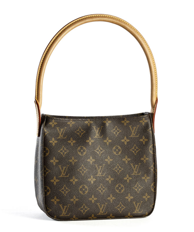 Louis Vuitton sac Looping en toile enduite monogrammée poignée en cuir naturel rigide 22x25 cm