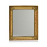 Miroir rectangulaire XIXe s. &nbsp en bois doré cadre orné de quatre palmettes 76.5x63.5 cm&nbsp
