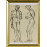 ?Charles L'Eplattenier (1874-1946) &nbsp Nus masculins lot de 3 dessins à la pierre noire sur papier