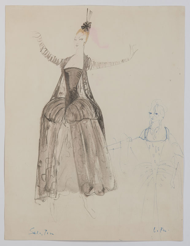 Leonor Fini (1907-1996) &nbsp Projets de costumes ensemble de 17 croquis à l'aquarelle gouache encre - Image 12 of 18
