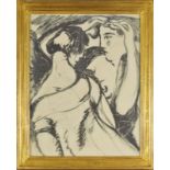 André Julien Prina&nbsp (1886-1941) Deux femmes encre sur papier marouflée sur toile cachet de la