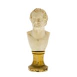 Sceau en ivoire et bronze doré	 fin XVIIIe - début XIXe s	 manche en buste d'homme  le cachet aux