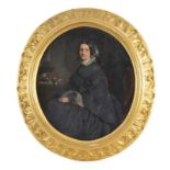 Eugène Mathieu (1812-?)	 Portrait d'Olympe Couvreu de Deckersberg	 huile sur toile	 signée	 format