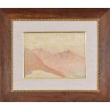 José Mingret (1880-1969)	 Vue du massif du Mont-Blanc	 huile sur papier	 signée	 27x37 cm (à vue)