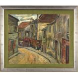 Théophile Alexandre Steinlen (1859-1923)	 Rue à Montmartre	 huile sur toile	 signée	 81x100