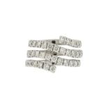 Bague&nbsp	multi anneaux&nbsp	en or gris 750 sertie de diamants	 doigt 56-16