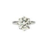 Solitaire en or gris 750 serti d'un diamant taille brillant (env. 3.5 ct)	 doigt 52-12