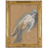 Otto Vautier (1863-1919)	 Nu féminin	 pastel sur papier marouflé sur toile	 signé	 73x51 cm