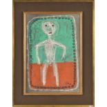 Victor Brauner (1903-1966)	 Personnage sur fond vert et rouge	 gouache sur papier	 monogrammée et