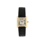 Cartier, Tank Française, montre en or 750Signée Cartier, n°CC796547Quartz, cadran argenté,