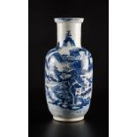 Vase en porcelaine, Chine, XIXe s., à panse ovoïde et col cylindrique, décoré d'un paysage peint