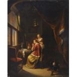 Ecole hollandaise (XIXe s.)	 Femme à sa toilette	 huile sur panneau	 47x38 cm