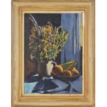 Janebé (Jeanne Baraud-Pellet) (1907-2000)	 Nature morte	 bouquet et coupe de fruits	 huile sur