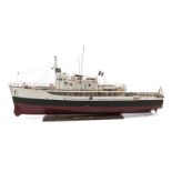 Calypso	 modèle réduit en bois peint du célèbre bateau de recherche océanographique du Commandant