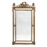 Miroir à parecloses de cheminée de style Louis XVI	 époque Napoléon III.	&nbsp	à cadre en bois