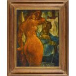 Francisco Bajen (XXe s.)	 Nu féminin de dos	 huile sur toile	 signée	 61x46 cm
