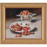 Alexandre François Bonnardel (1867-1942)	 Nature morte aux fraises	 huile sur panneau	 signée	37