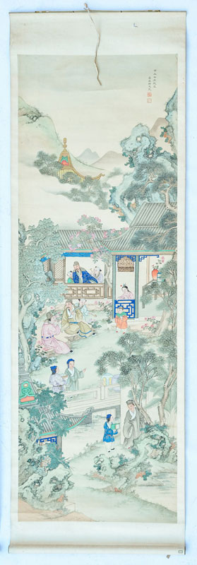 Série de 2 aquarelles sur papier provenant du même atelier montées en rouleaux"	&nbsp	Chine	 XIXe s.