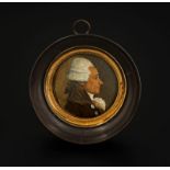 Miniature ronde peinte sur carton	 XIXe s	 représentant le portrait de profil d'un homme