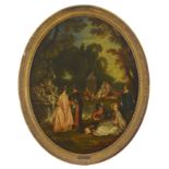 Nicolas Lancret (1690-1743)	 dans le goût de	 Compagnie galante dans un parc	 paire d'huiles sur