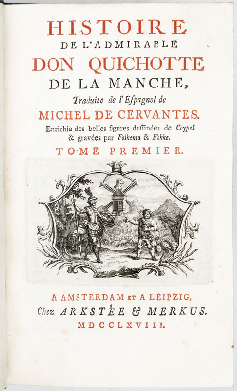 CERVANTES (Michel de). Oeuvres.&nbsp	Amsterdam et Leipzig	 Arkstée &amp	 Merkus	 1768.&nbsp	8 vol.