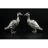 Couple de canards en argent	 Espagne.&nbsp	h. 15cm	 250g