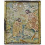 Le Baptême du Christ	 broderie et peinture sur soie	 XIXe s	 représentant Saint-Jean Baptiste