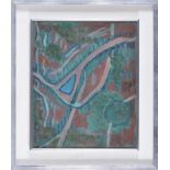 Michel Andreenko (1894-1982)	 Composition verte au triangle bleu	 technique mixte sur toile	 signée