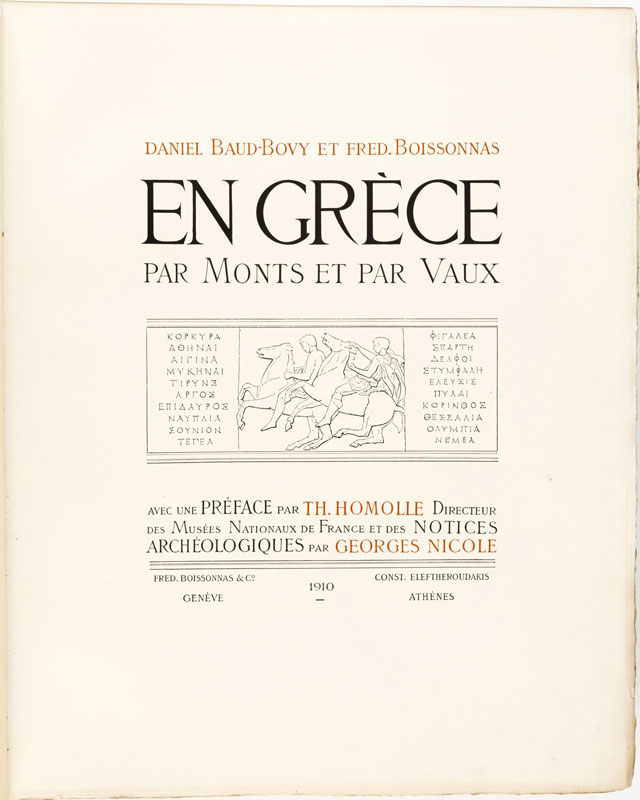 [GRECE] - BAUD-BOVY (Daniel) &amp	 BOISSONNAS (Frederic). En Grèce	  par monts et par vaux.&nbsp